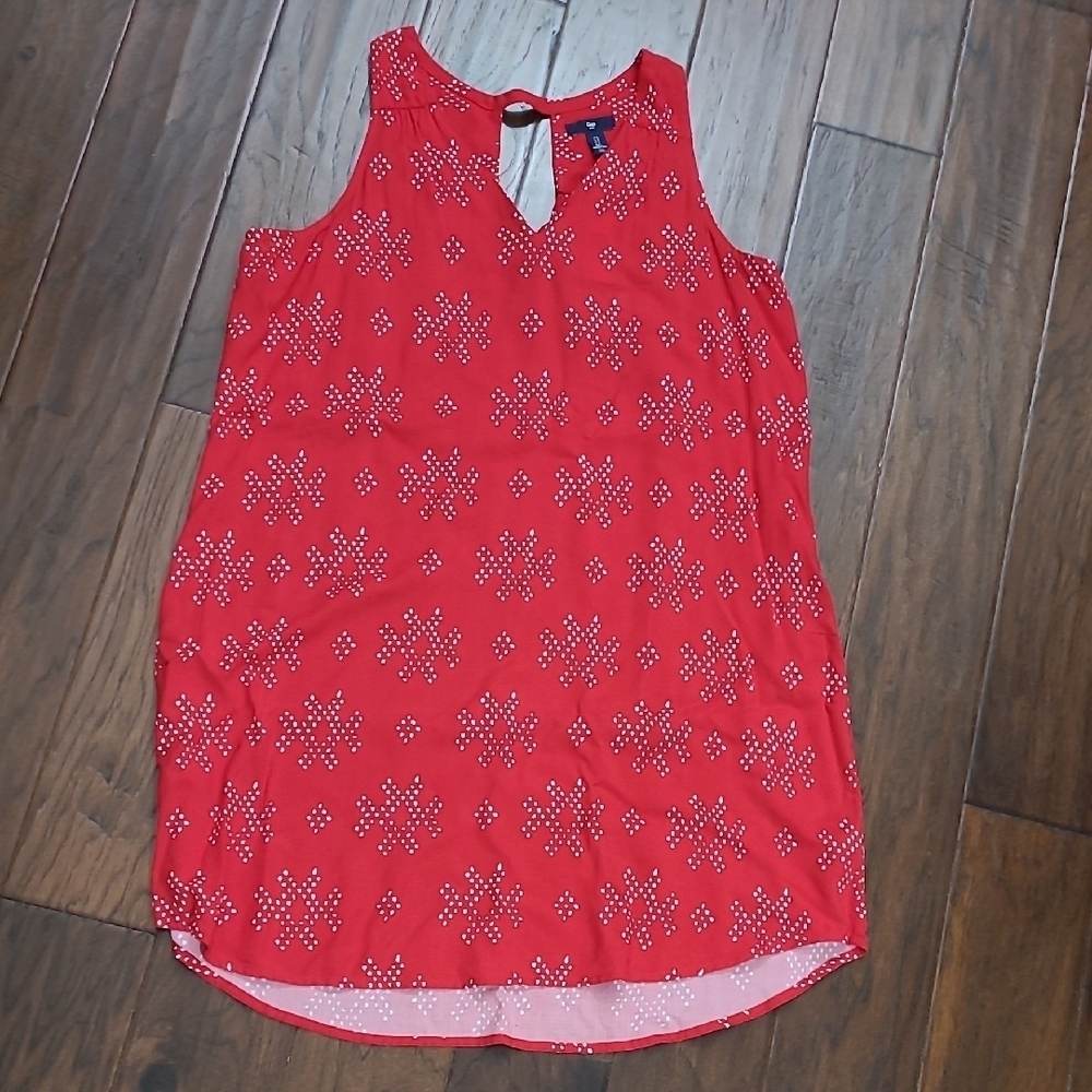 NWT GAP Red & White Patterned Sleeveless Dress size Large